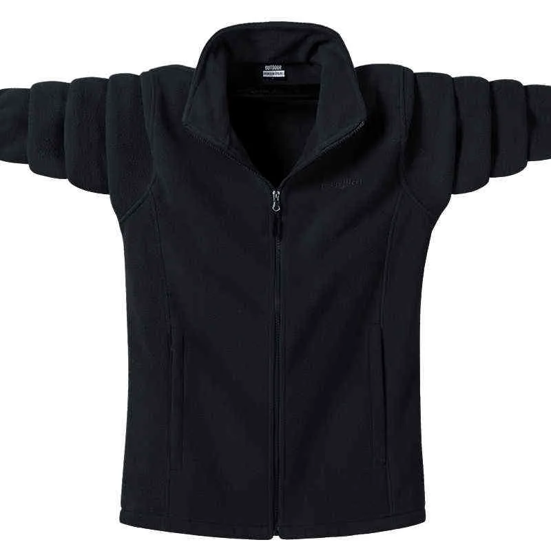Men Autumn And Winter Fleece Jacket Stand Collar Cardigan Sports Outdoor Hiking Warm Camping Loose Enlarged 9XL 211214