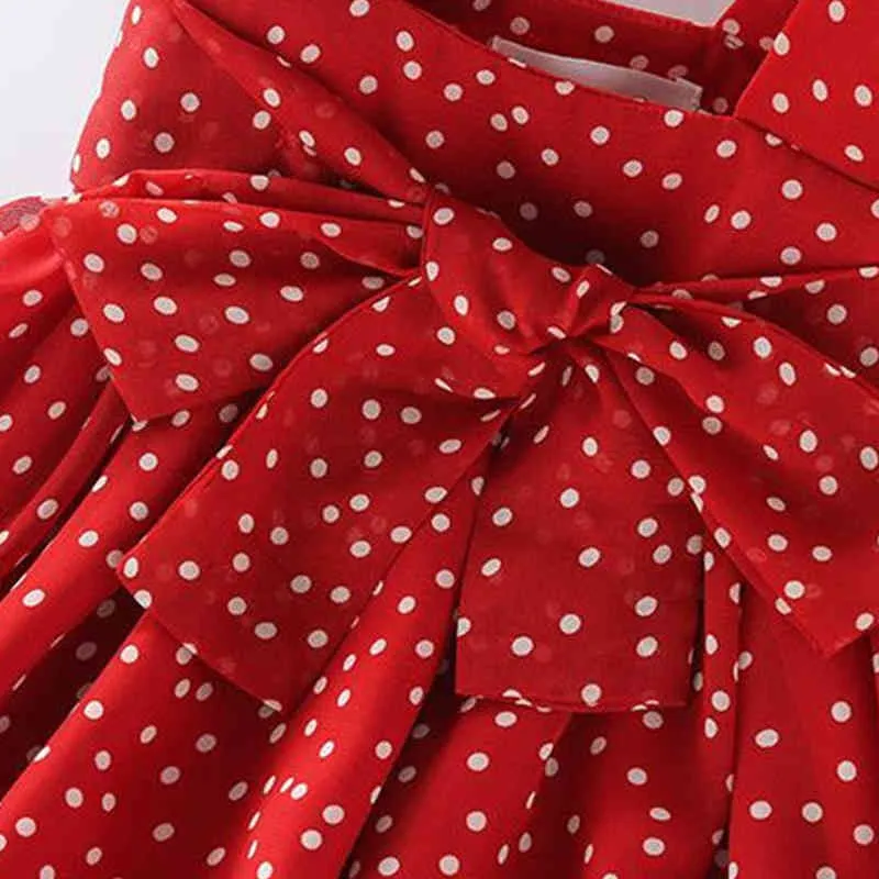 Mädchen Kleid Sommer ärmellos Chiffon Polka Dot Prinzessin Mädchen Kinder Kleidung 210515