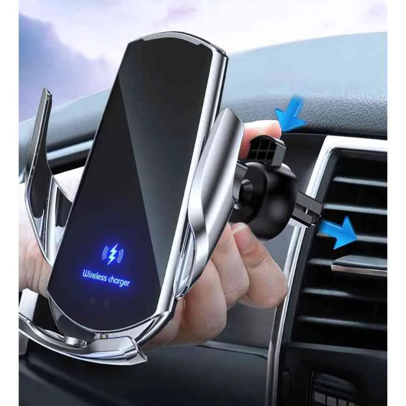 Premium Car Wireless Charger Mobile Phone Bracket Induction Opening / Closing Navigation Fixing Frame Fast Charging Auto Holder