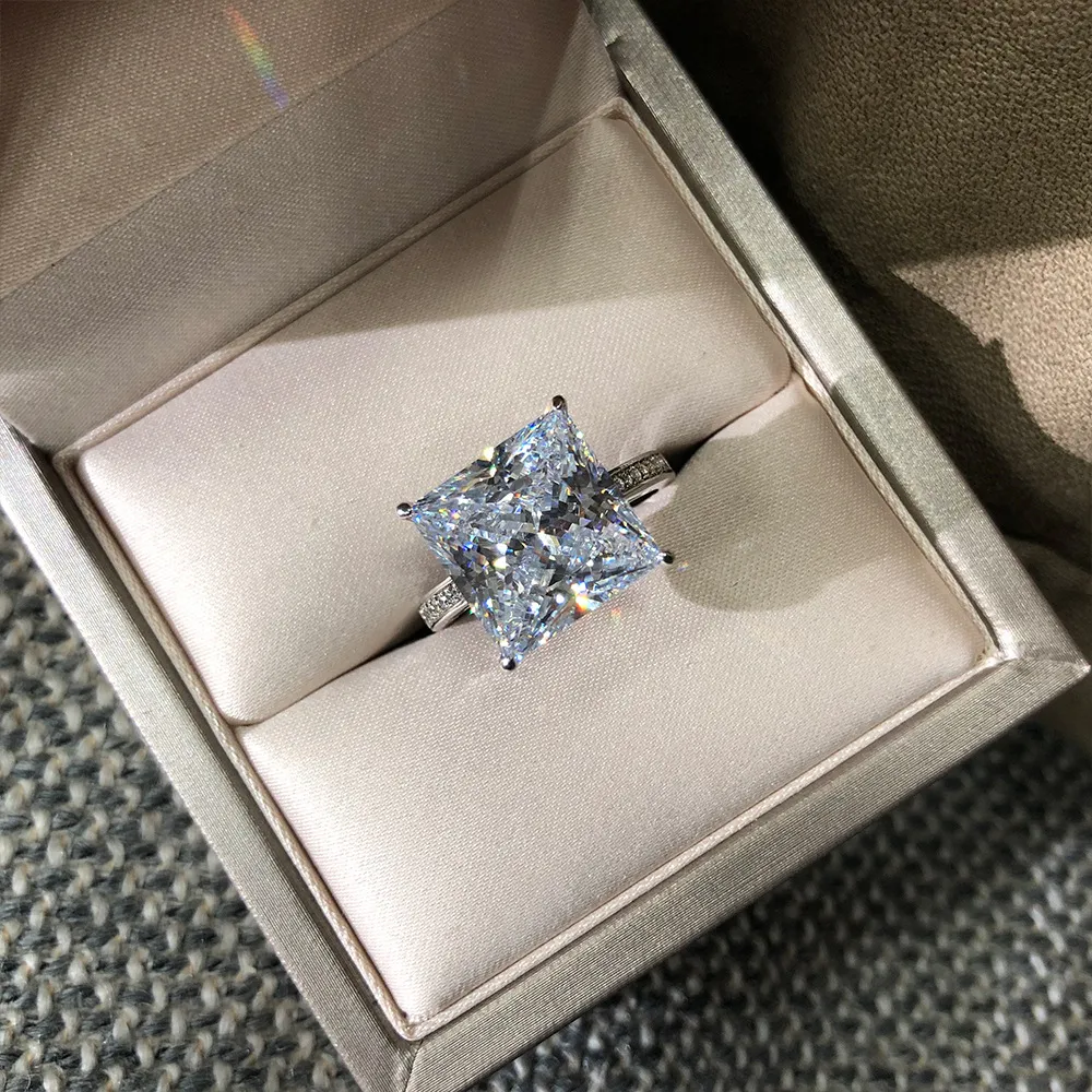 Real Silver 925 Gioielli da 12 mm Lab Moissanite Diamond Wedding Encagement Anelli Donne Valentino Gift Ring267S267S