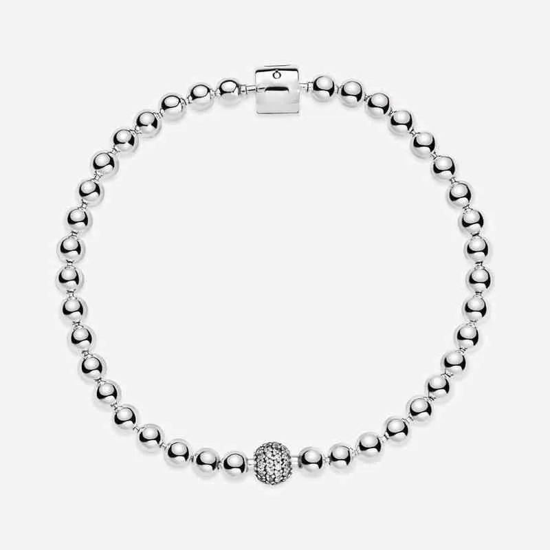 Vente série classique 100% 925 perles rondes en argent Sterling Bracelet Fit perles originales breloques bijoux à bricoler soi-même cadeau pour les femmes 220121
