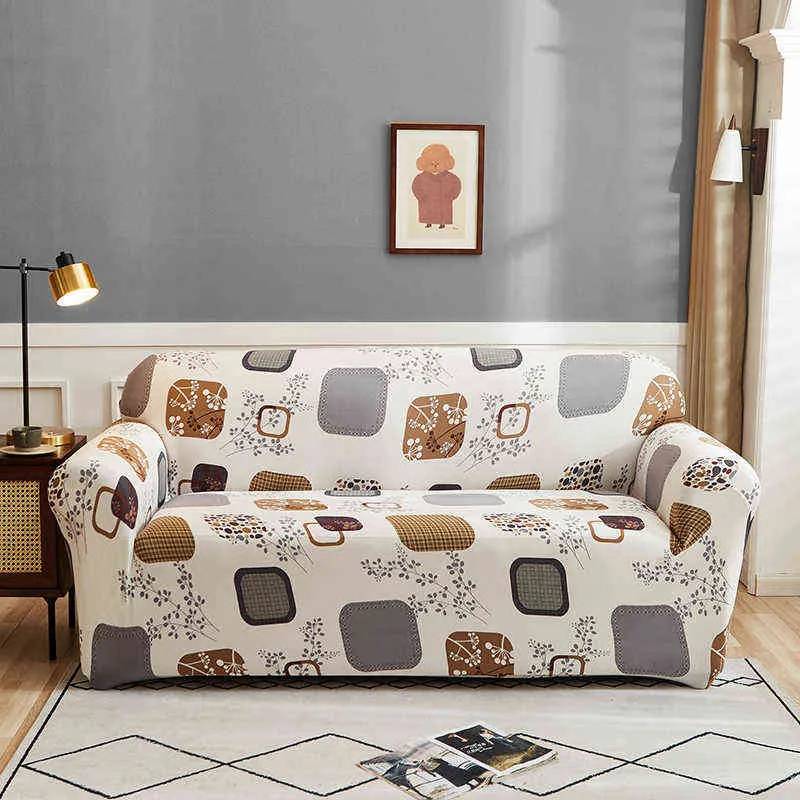 Copridivano elastico con stampa floreale Stretch divano del soggiorno Poltrona a forma di L Fodere sedie 1/2/3/4 posti 211116