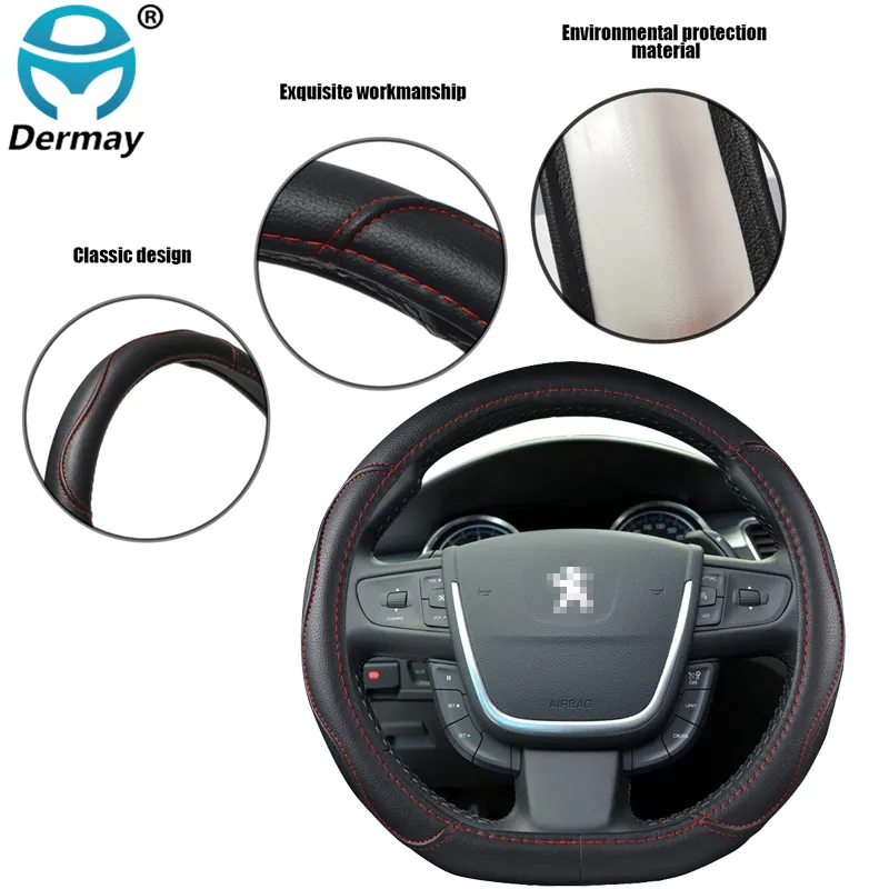 508 2010 ~ 2016 Coprivolante auto Accessori auto in pelle PU interni Spedizione veloce