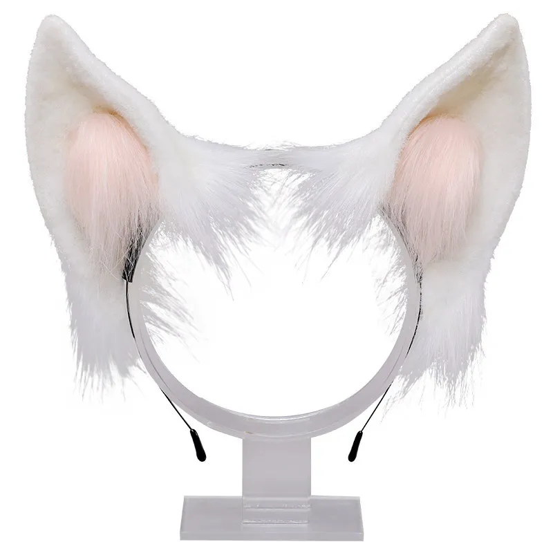 Kawaii Women dziewczyny Halloween Symulacja Króliczek Opaska na głowę Cosplay Anime Plush Fox Animal Ear Kc Lolita Hair Accessories233f