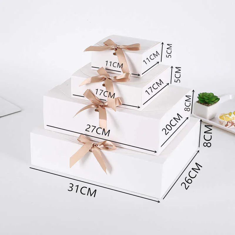 Weiße Geschenkbox aus Kraftpapier, handgefertigt, für Süßigkeiten, Schokolade, Kekse, Partyzubehör, Kleidungsaufbewahrung für Geburtstag, Y0606305g