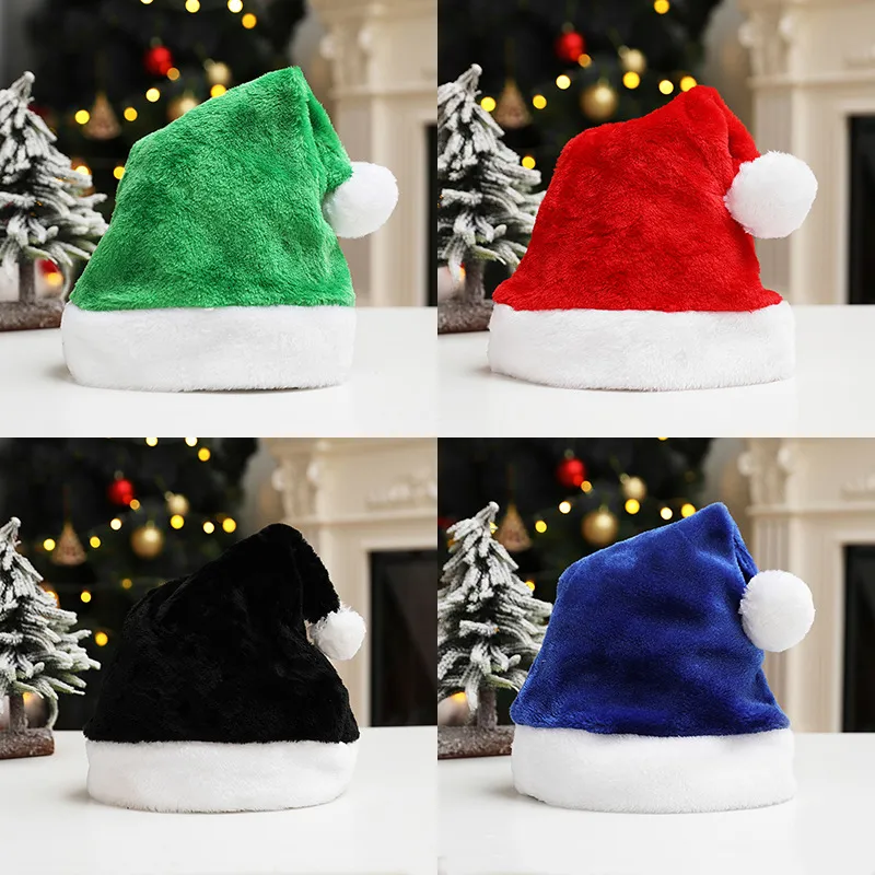 Boże Narodzenie Święty Mikołaj Hats 7 Kolory Krótkie pluszowe czapki Festiwal Cosplay Cosplay Costume Cap Xmas Dekoracja Akcesoria Red Hat BH4981 Tyj