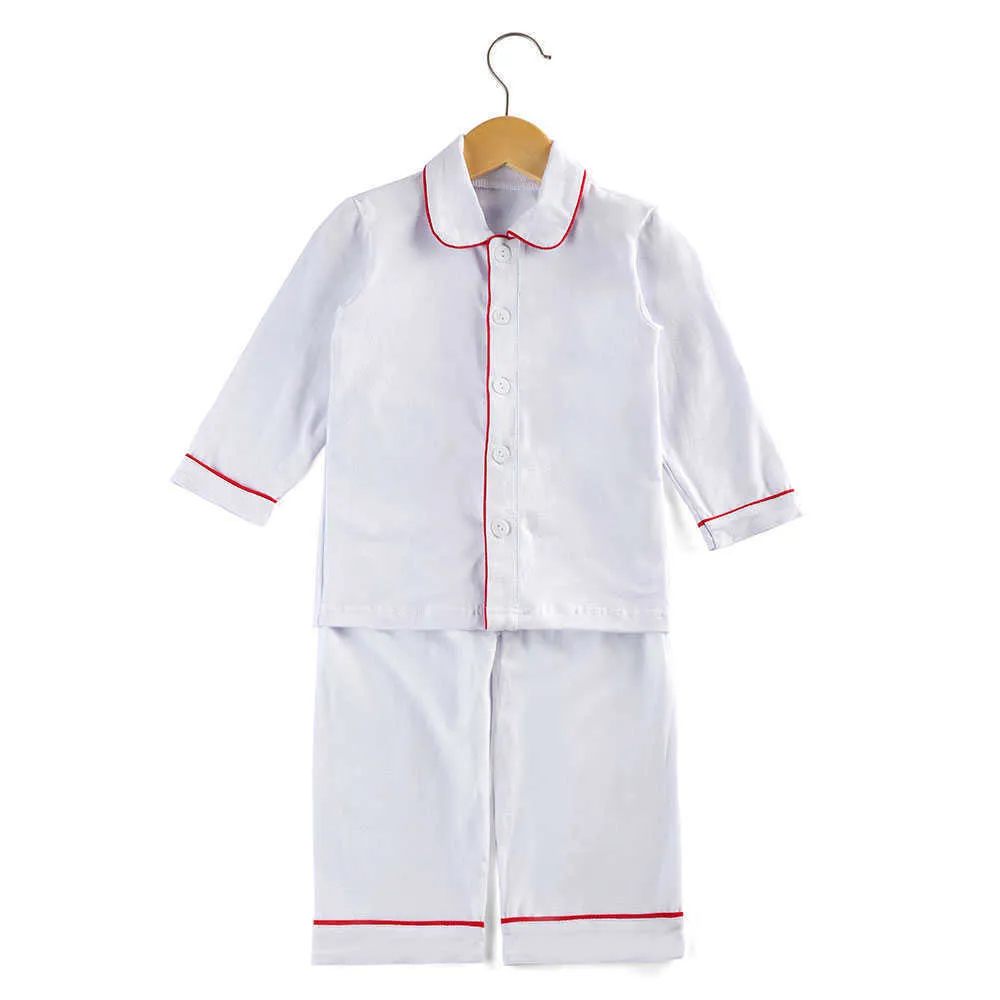 Kids PJS Girls Sleepwear Frill Pajamas 100 Cotton Buttons Up Solid Boys Christmas Pajamas 2108302940818928