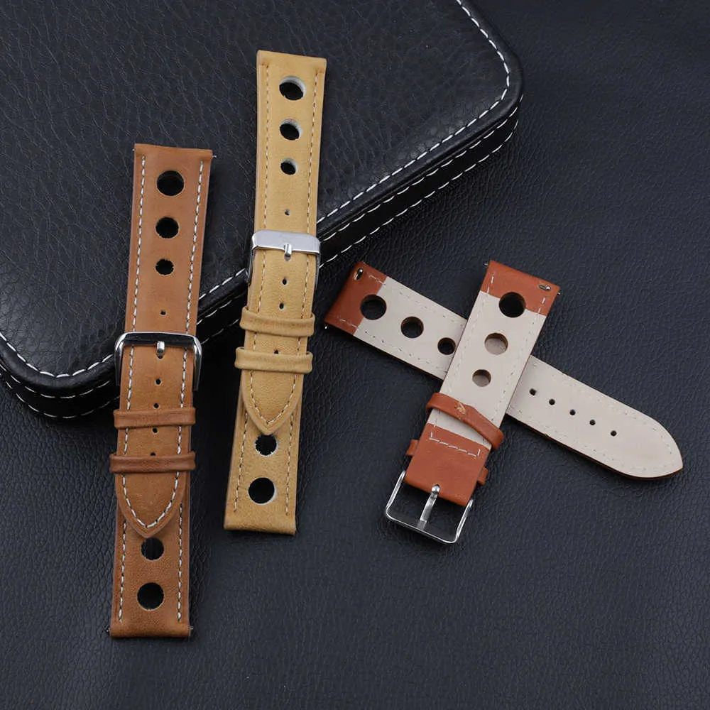 Alta Qualidade Genuine Leather Watch Band Straps 18mm 20mm 22mm 24mm Preto Marrom Café Café de Café para homens Assista Acessórios H0915