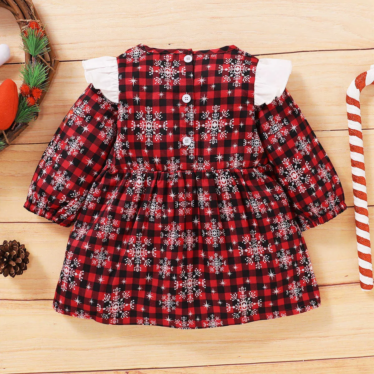 Noël princesse Plaid flocon de neige arc robe froncée enfant en bas âge enfants filles vêtements noël enfants costume décontracté 6M-3Y G1026