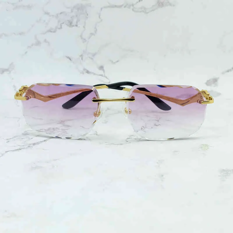 Designer Sunglasses Panther Diamond Cut French Driving Shades Eyewear Luxury Rimless Mens Accessories Fashion Sun Glass