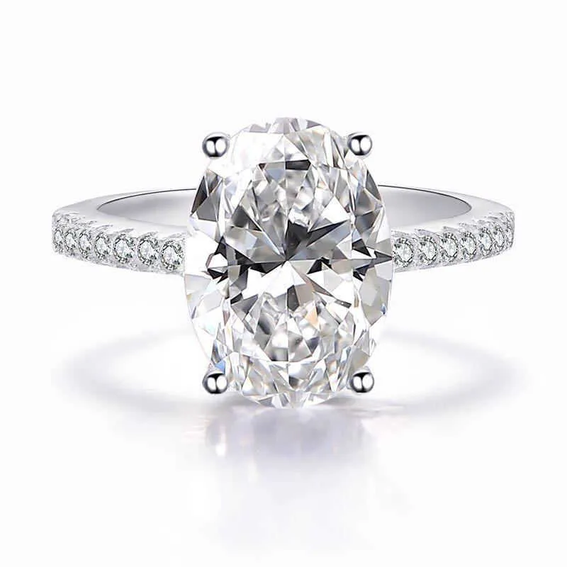 OEVAS الكلاسيكية 100٪ 925 فضة 9 قيراط البيضاوي خلق moissanite الأحجار الكريمة الزفاف خاتم الخطوبة غرامة مجوهرات هدية بالجملة Y0723