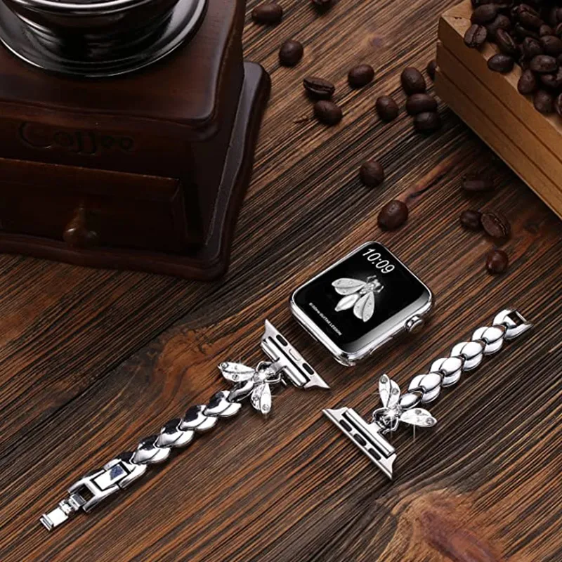 Women Jewelry Metal Strap for Watch Ultra 49mm Band 44mm 40mm 42mm Bee Diamond Belt Bands Watch Series 8 41mm 45mm3343560