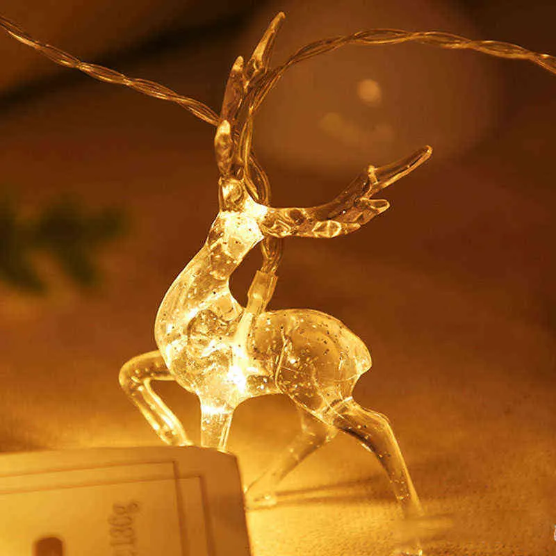 LEDシカ鹿ライト文字列クリスマスエルク型のオレラマンメントクリスマスツリーランタンメリークリスマスの装飾ホームハッピーイヤー211104