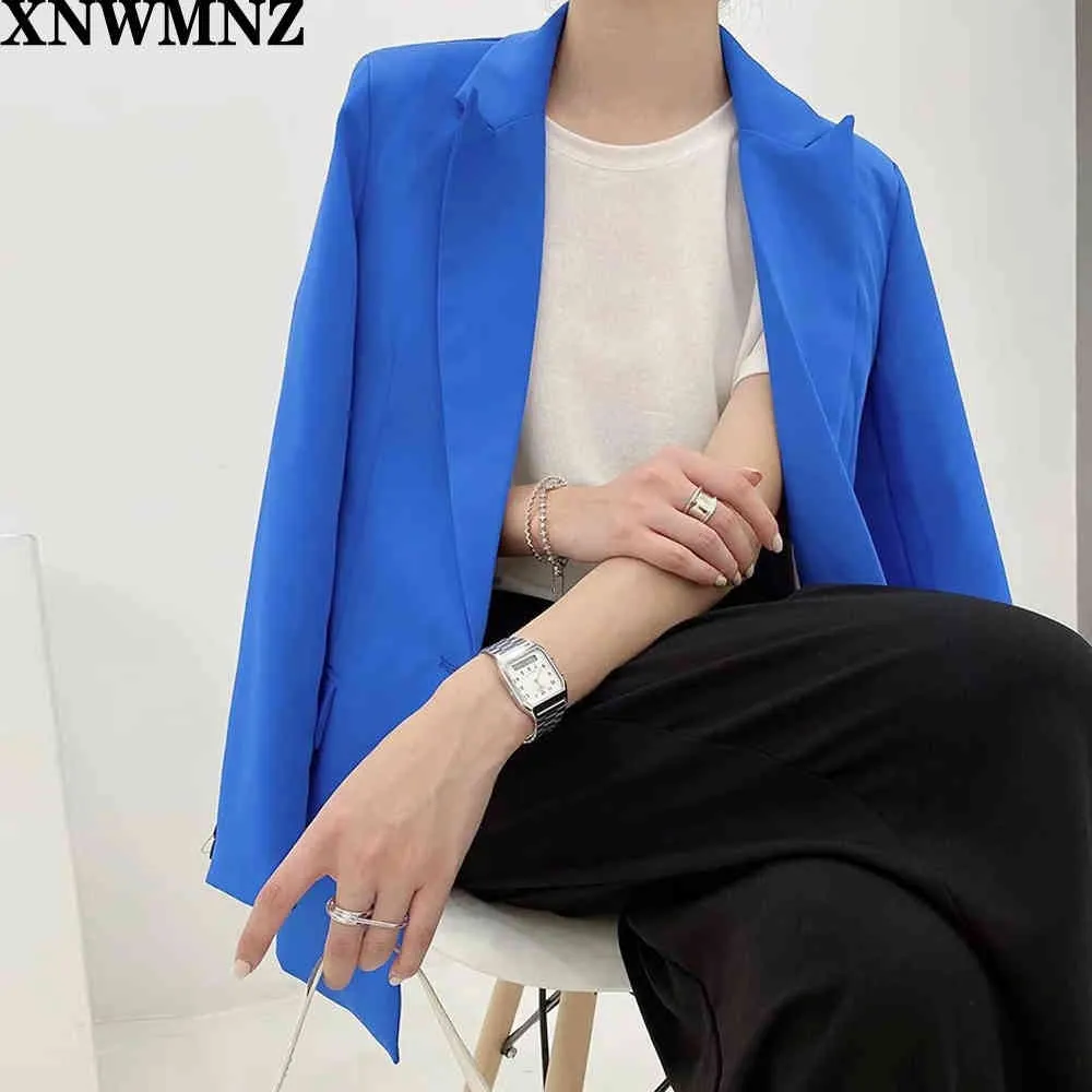 Za kvinnor mode solid färg casual business blazer office lady singel knapp pocket blazer passar chic fritid outwear coat 210510