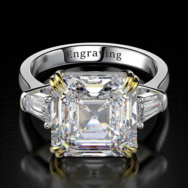 OEVAS 100 925 STRINLING SREBROTY CONTERININY DIONDS CIĘŻKI Pierścień zaręczynowy Wedding Pierścień Grzyb