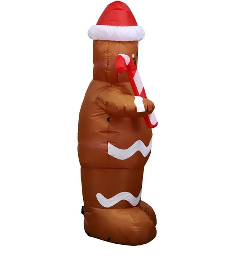 Babbo Natale Gingerbread Man Gonfiabili natalizi Decorazione interni ed esterni con luci a LED Blow up Illuminato Cortile Prato Festivo 312q