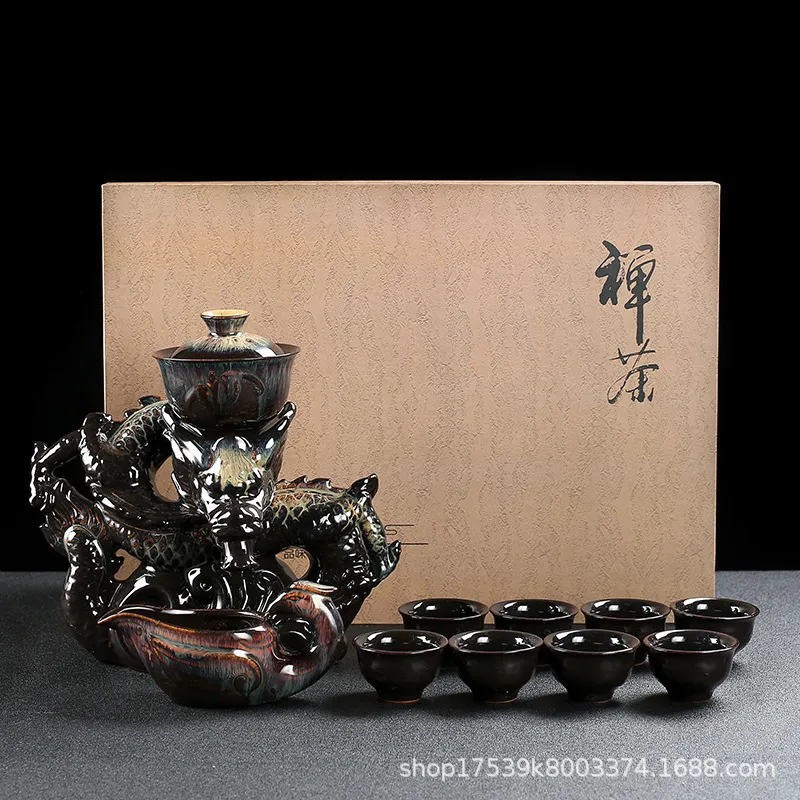 الصين التنين الشاي شبه التلقائي مجموعة كسول تخمير الكونغ فو الحفل وعاء السيراميك