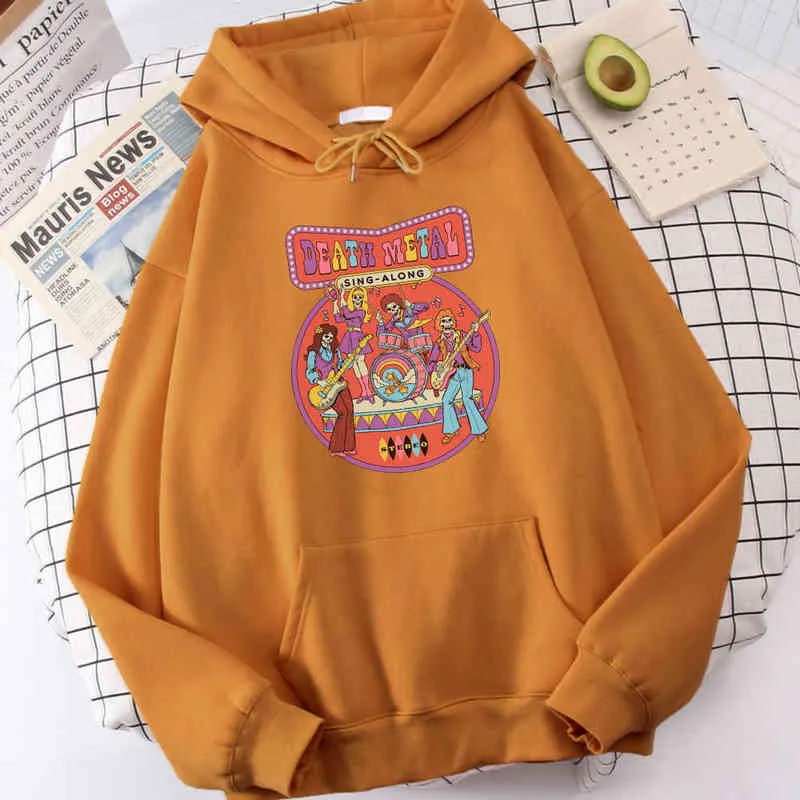 Death Metal Comic Printing Men Sweatshirt Soft Brand Clothing Thermal Vintage Male Hoodie Oversized Coldproof Hoodies H1218