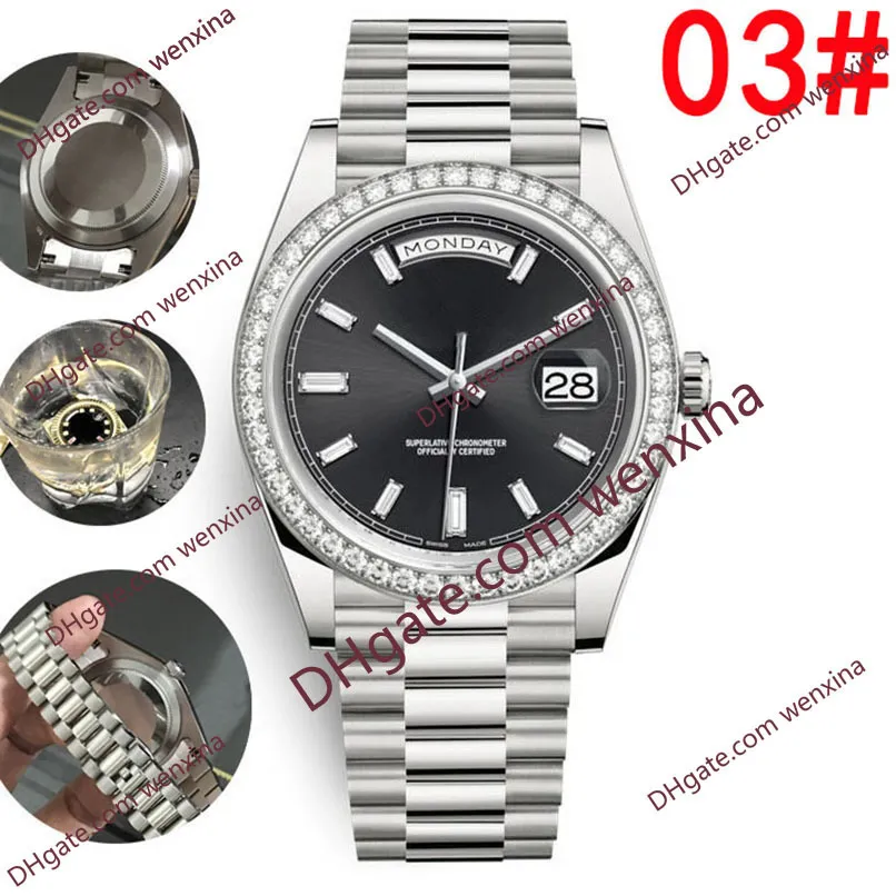 07 Colour Waterproo iced Watch 41mm 2813 Mechanical automatic Stainless President Fashion Mens Watches Classic long diamond Wristw281B