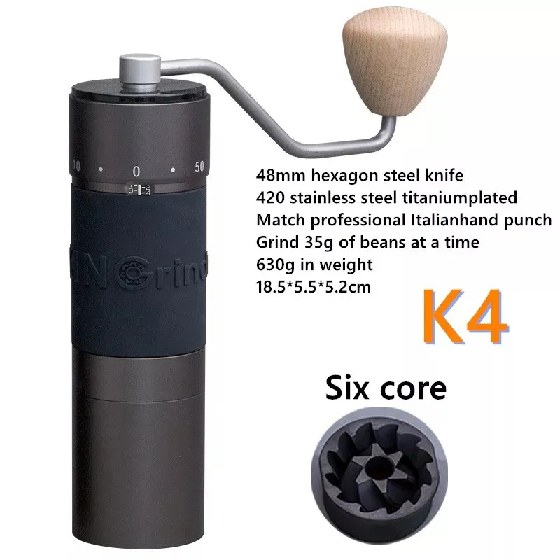 Kingrinder K4 / K6 دليل طاحونة القهوة المحمولة مطحنة 420stainless الصلب 48 ملليمتر الفولاذ الطلاء بور 220217