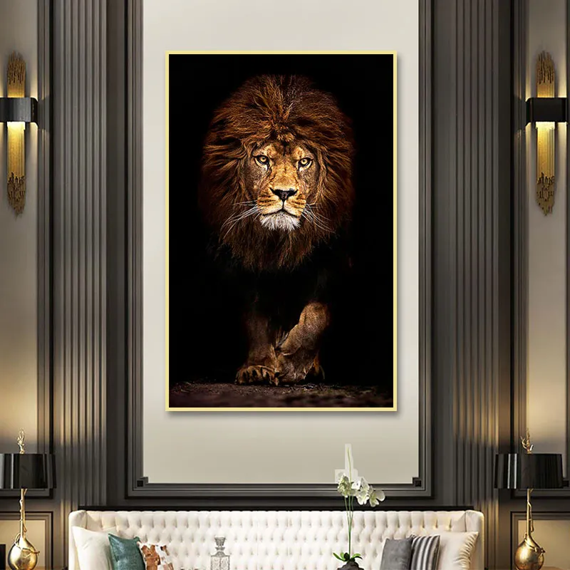 Toile de peinture de tigre et de Lions féroces, affiche d'animaux sauvages imprimée, Art mural moderne pour salon, images décoratives de Lion Cuadro