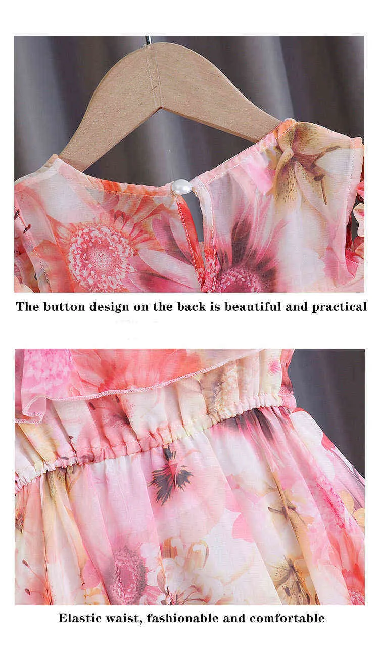 Girls' Dresses, Dew Summer Chiffon children's Skirts Dress for girls Kids Girl Clothes Size 8 7-12y G1218