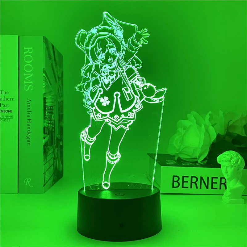 Genshin impacto jogo personagem suporte modelo placa klee diluc venti qiqi barbara zhongli xiao acrílico sinal de pé led luz noturna y7994988