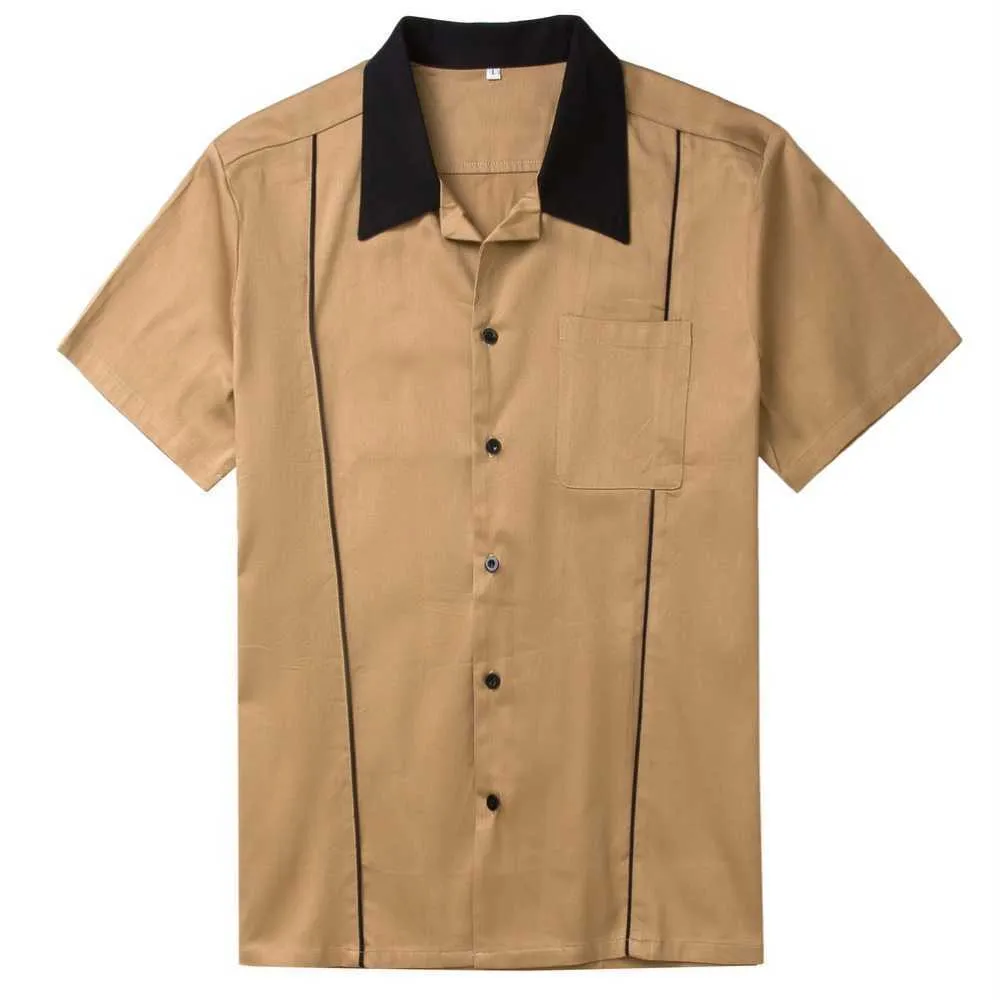 Vintage Shirt Work Shirts Men Blouse koszula spinki do mankoetow Dress Shirt Men's Short Sleeve Shirts Camiseta Retro Hombre 210527