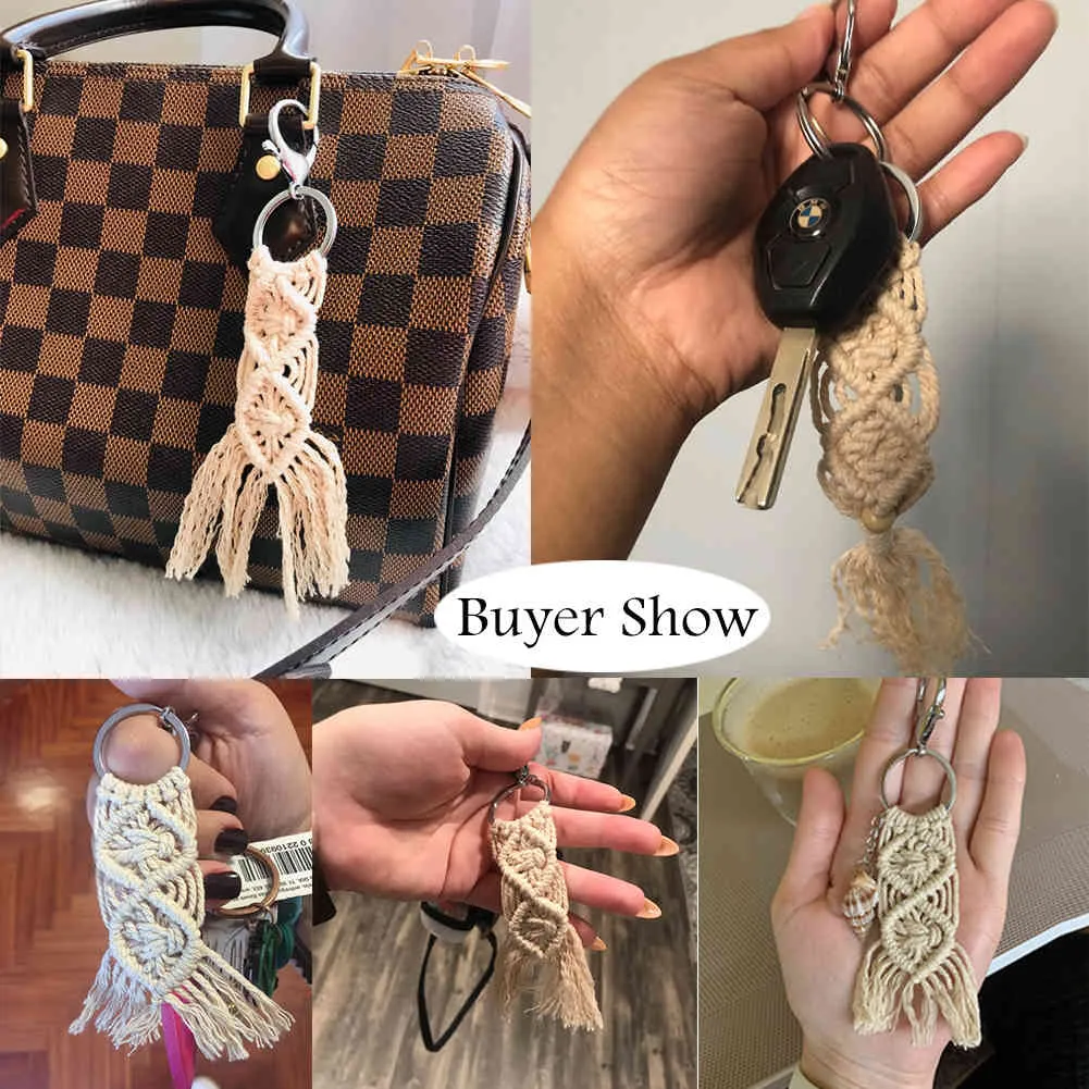 Macrame Brelok Tassel Key Chain Breloczek Pierścień Dla Panie Handmade Breloki Boyfriend Gift Girl Cute Brelok Bag Charm