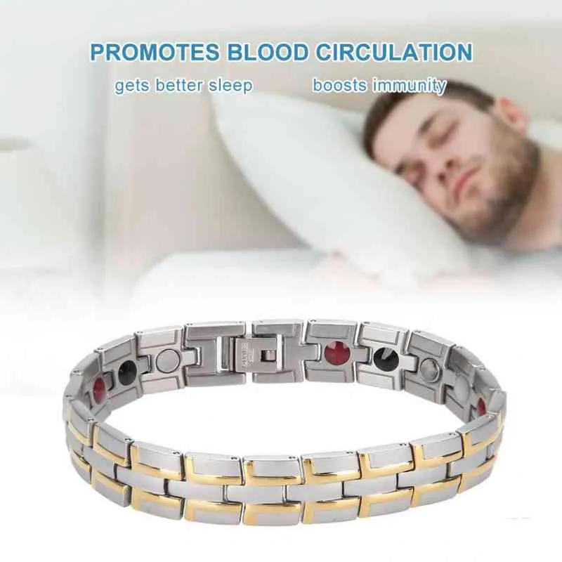 Bracelet magnétique de guérison pour hommes et femmes, 11 types, en acier inoxydable, soins de santé, puissance magnétique en Germanium, bijoux décontractés