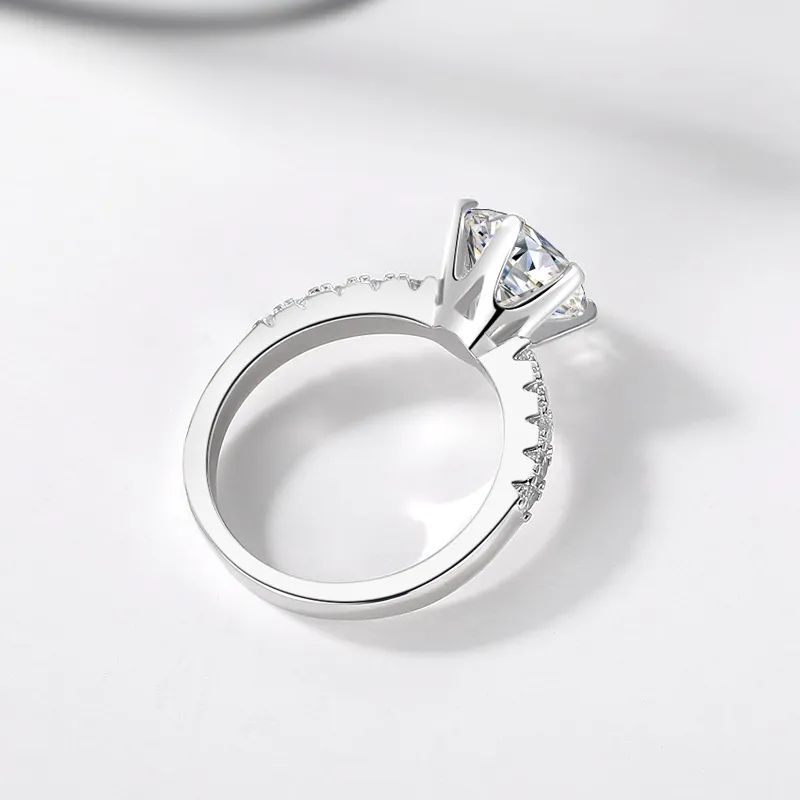 2 0CT Silver 925 Rings Natural Gemstone Zirconia Diamond Wedding Ring for Bride Women Band Fine Jewelry J-4272689