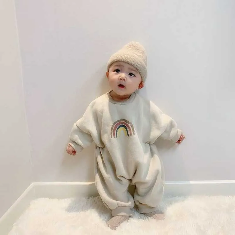 ولد الرضع طفل رضيع قوس قزح رومبير للطفل الصبي الملابس الأزياء الزي الكورية نيسيي الفتيات ملابس الشتاء 210529