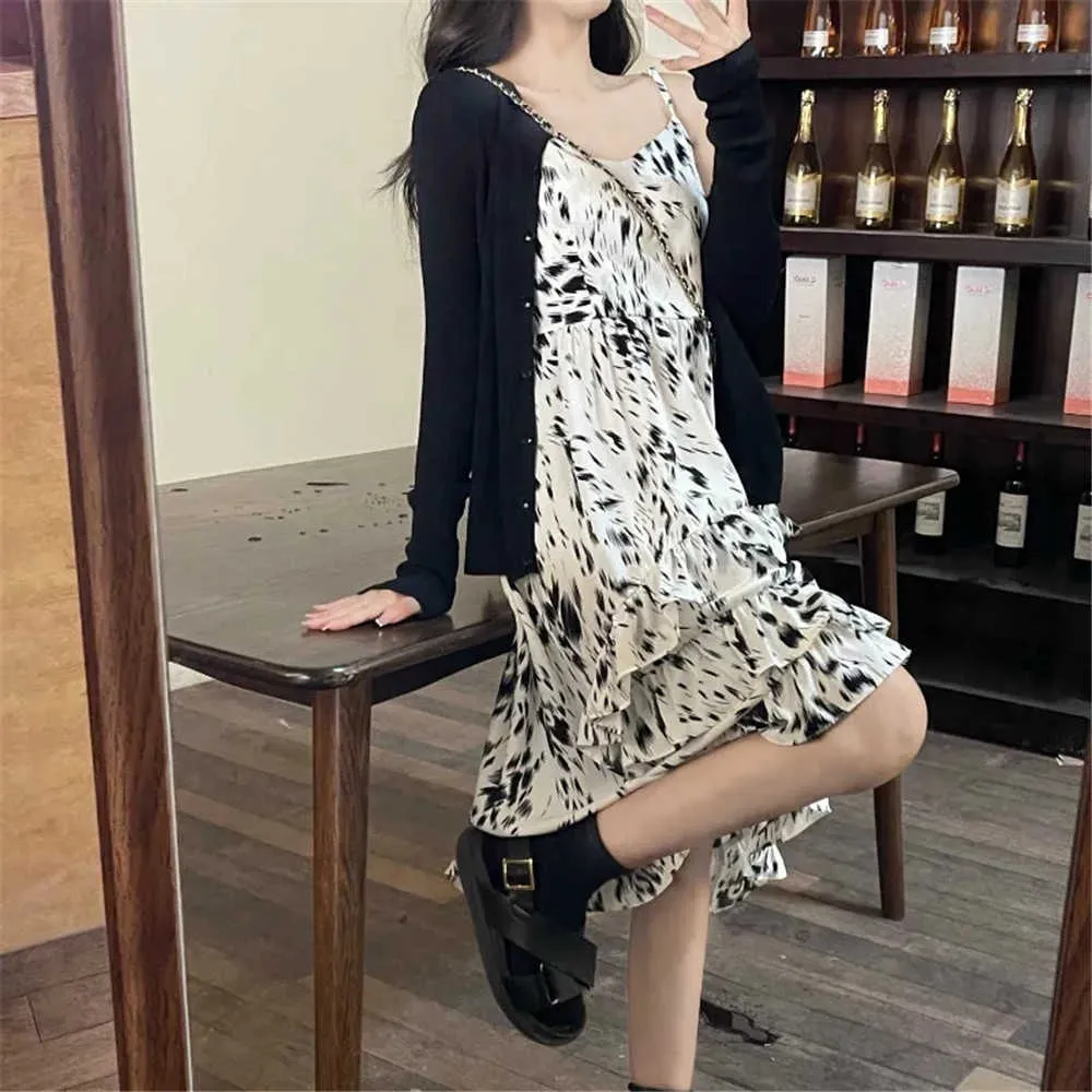 Irregular Gothic Ruffle Sleeveless Dress Women Korean Fashion Floral Summer Mid-Calf Female Long Dresses Elegant Lady Beachwear 210619