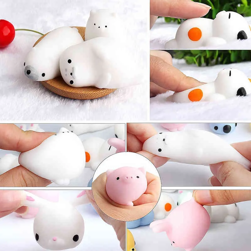 50 ADET Kawaii Squishy Oyuncak Sevimli Hayvan Antistres Topu Sıkmak Mochi Yükselen Oyuncaklar Abreact Yumuşak Yapışkan Stres Giderici Oyuncaklar Komik Hediye Y1210