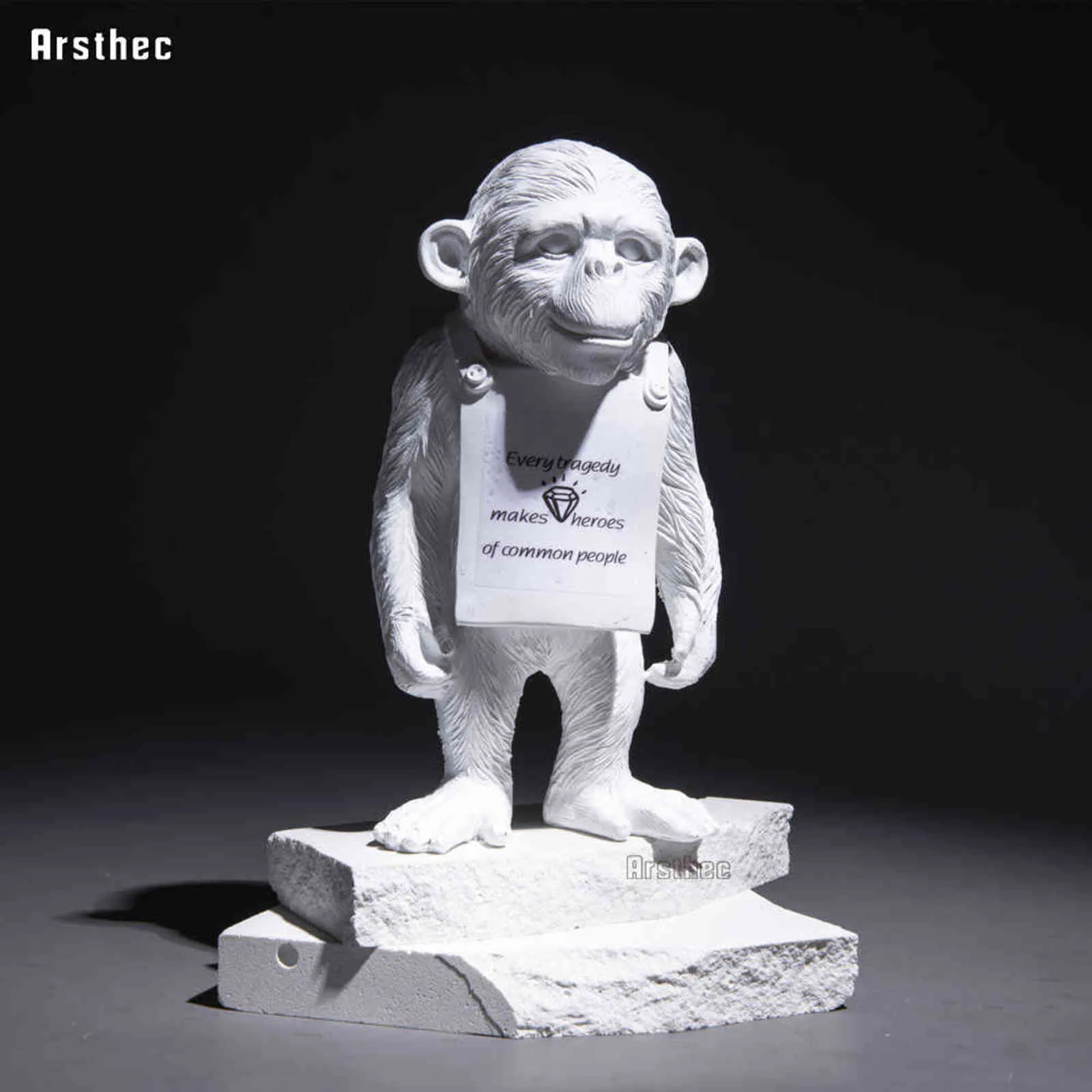 Arsthec Banksy Singe Gorille Résine Statue Sculpture Street Art Artisanat Bureau Figurines Pour Intérieur Décoration De La Maison Accessoires 211108