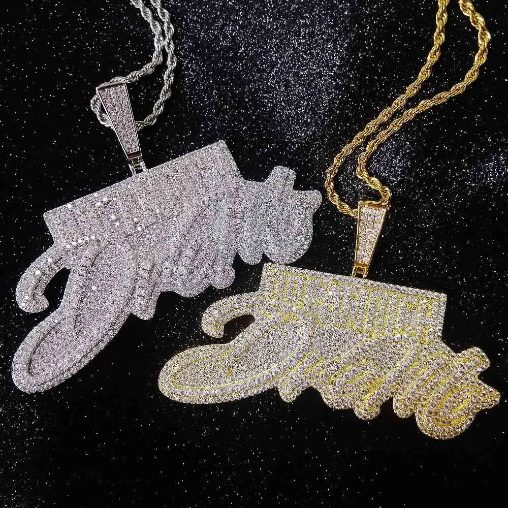 Bling Iced Out Letters DREAM RICH Pendant Necklace Luxury AAA Zircon Rapper Hip Hop Jewelry 2103301642374