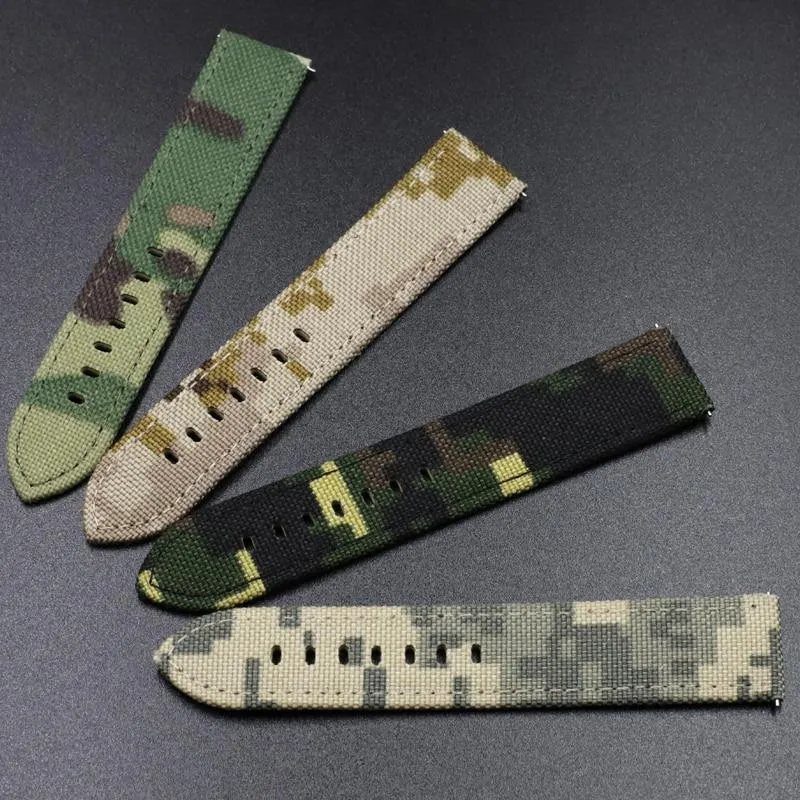 Bracelets de montre Onthelevel toile bracelet étanche 20 22mm bracelet de montre Camouflage militaire pour avec boucle en acier inoxydable #D233R