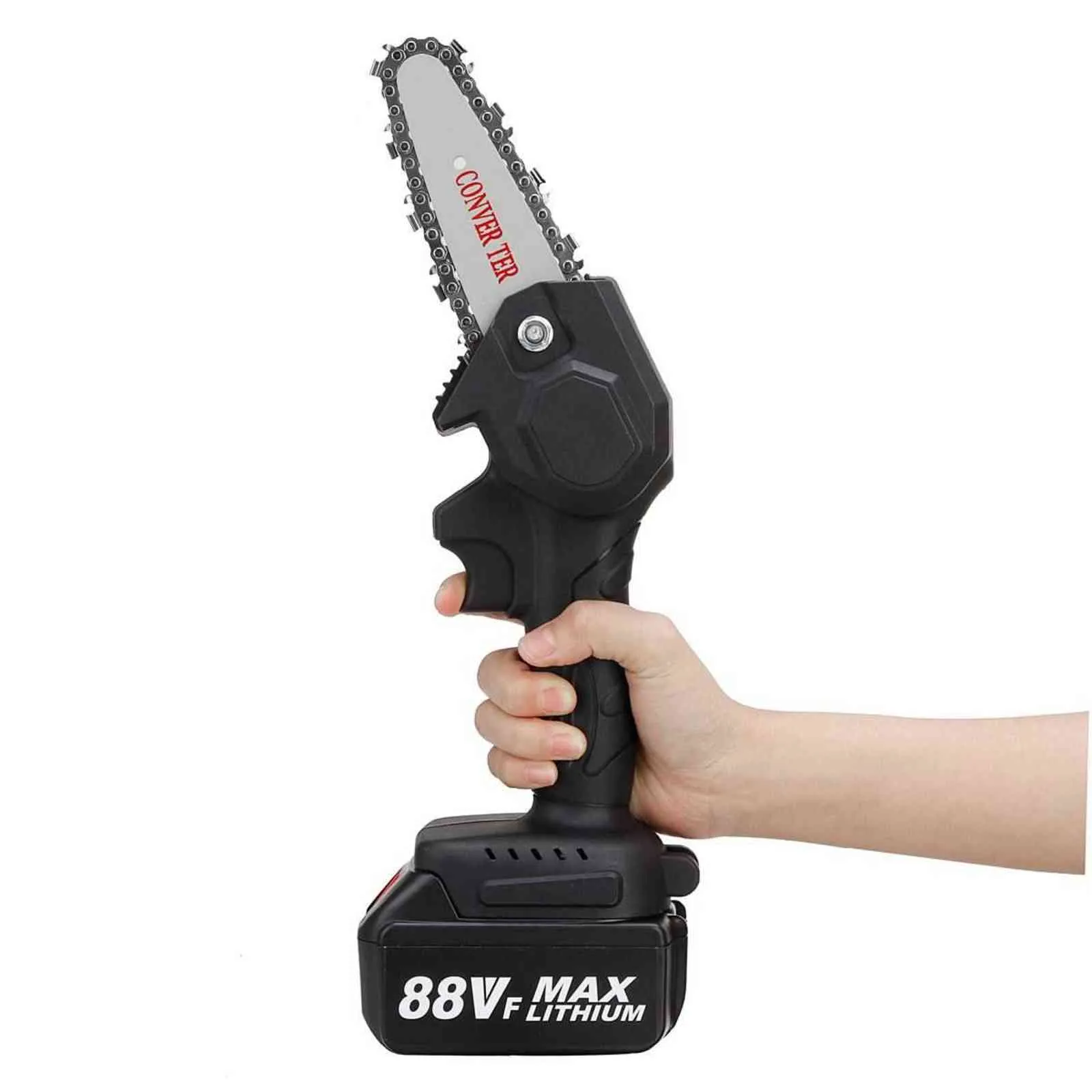 88V Elektrikli Mini Zincir Testereleri Budama Chainsaw Hordess Bahçe Ağacı Toding Kırpma Testere Lityum Pili ile Ahşap Kesme 2110254Z