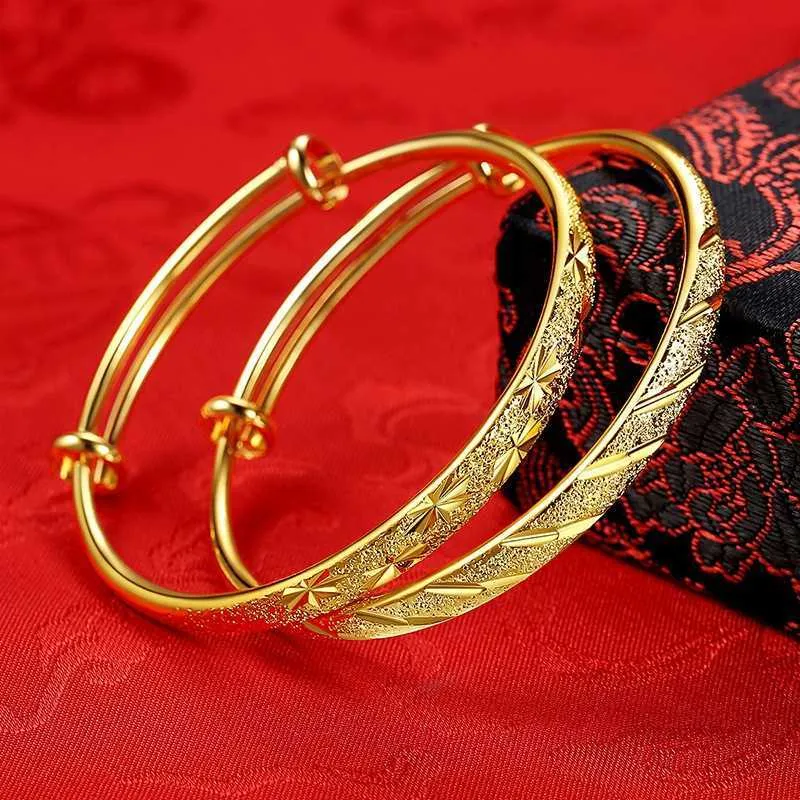 New Fashion Solid Gold Color Party Cuff Bracelet for Women Luxury Wedding Fashion Jewelry Girl Engagement Gift Adjustable Q0719