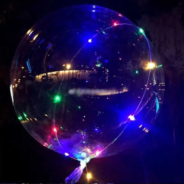 Noel 20 inç Aydınlık Parti LED Balon Şeffaf Renkli Yanıp Sönen Aydınlatma Balonları ile 70 cm Kutuplu Düğün Parti Süslemeleri