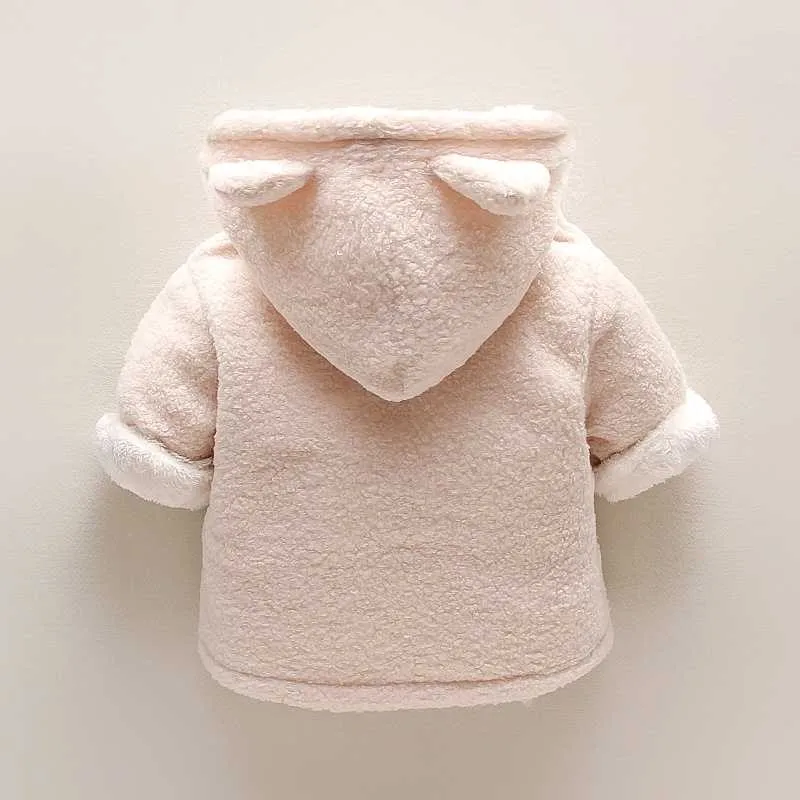 Abrigo con capucha de manga larga de pelusa de oso de dibujos animados Unisex para bebé/niño pequeño para niños ropa de niño 210528