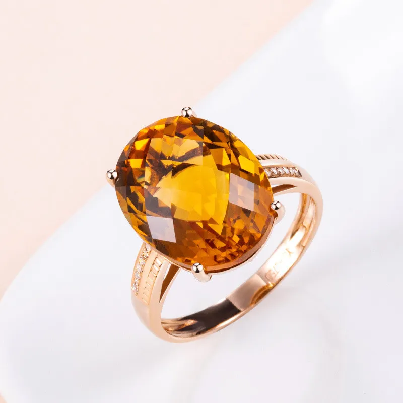Mode Gelb Kristall Citrin Edelsteine Diamanten Ringe für Frauen Rose Gold Farbe Schmuck Bague Bijoux Party Zubehör Geschenke247o