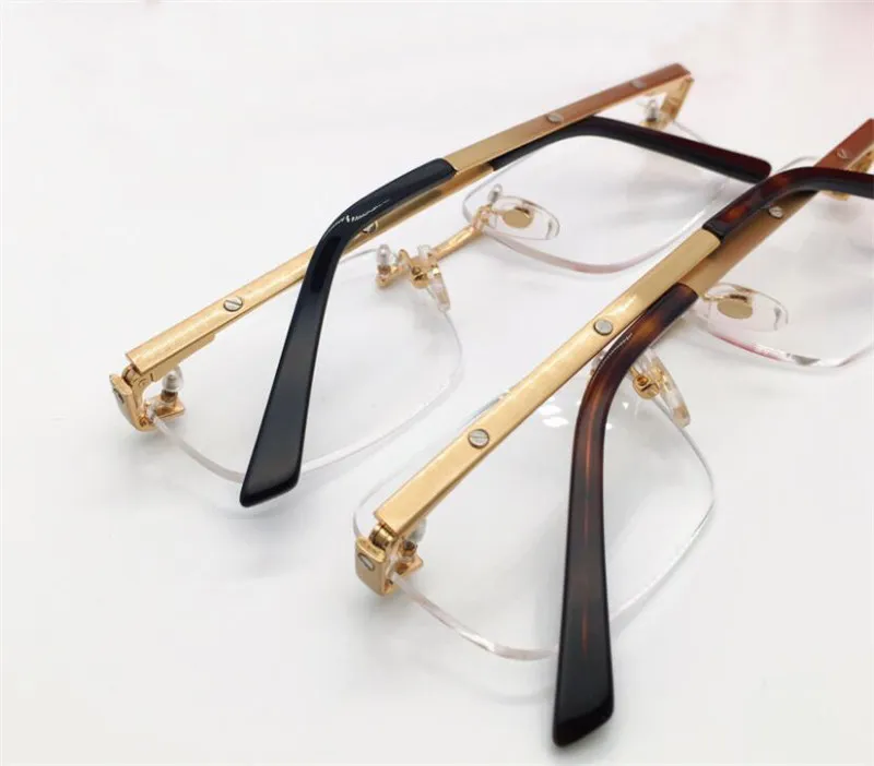 Nya modedesign Optiska glasögon 0167 K Gold Frame Square Rimless Simple Business Style Lätt och bekväm att bära TRAN245W