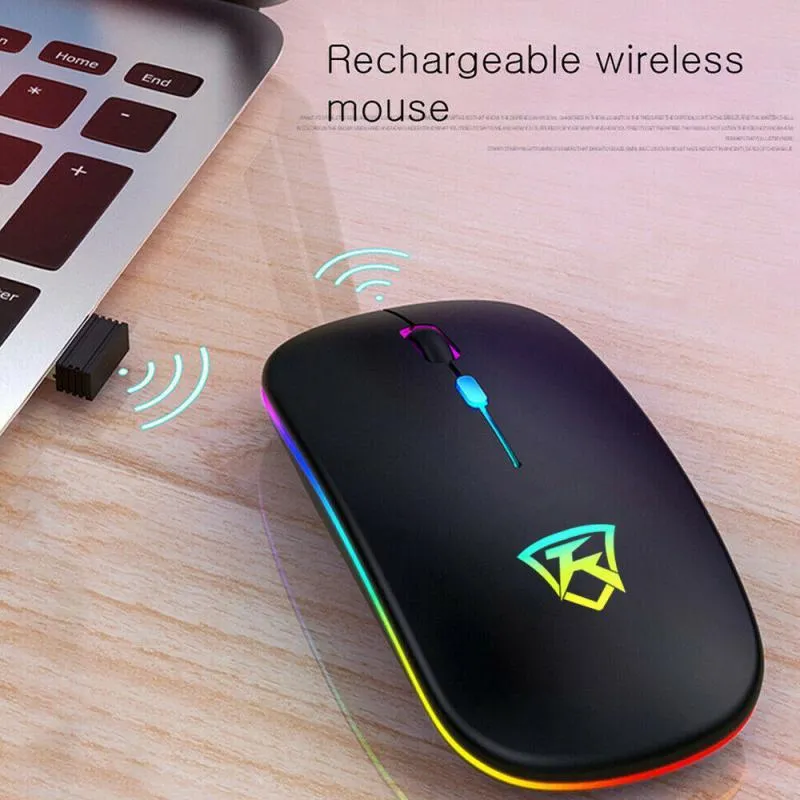 Ultra Slim 2.4GHz USB Rechargeable Wireless Gaming Computer 1600 DPI Optical Mice Laptop PC Mouse Gamer