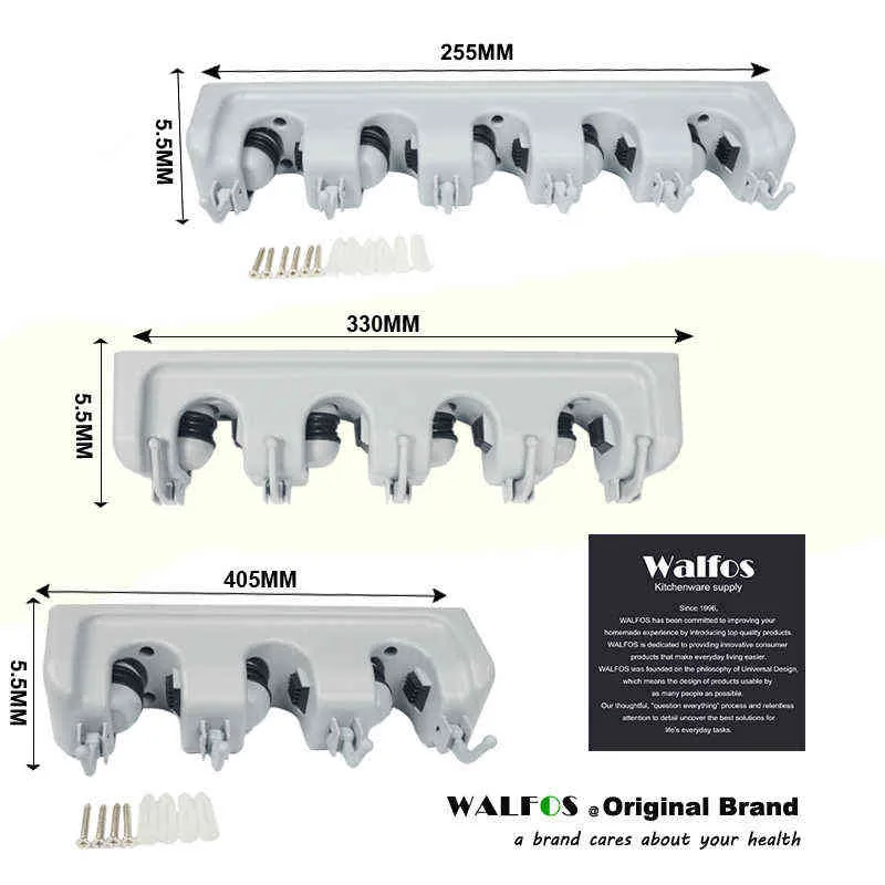 WALFOS plastique mural support de vadrouille support de rangement crochets brosse balai organisateur cintre maison salle de bain accessoires 211102