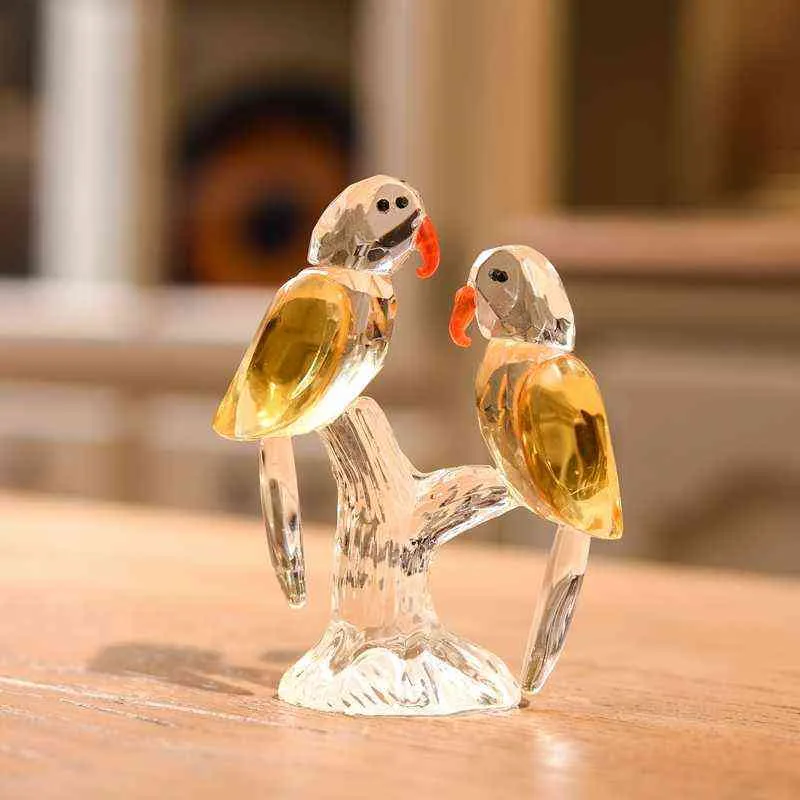 エレガントガラス動物鳥置物紙wightクリスタルクラフトミニチュア置物クリスマスギフトホーム結婚式の装飾211108