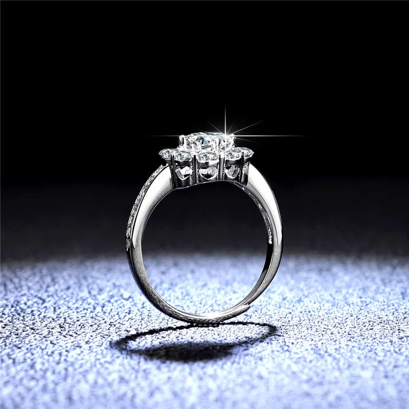 Diamond Excellent Cut D kleur hoge kwaliteit bloesem ring zilver 925 platina bruiloft sieraden PT950