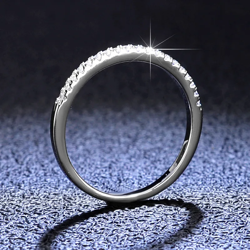 Diamante excelente corte D Color buena claridad Moissanite anillo de dedo redondo plata 925 joyería de platino PT950