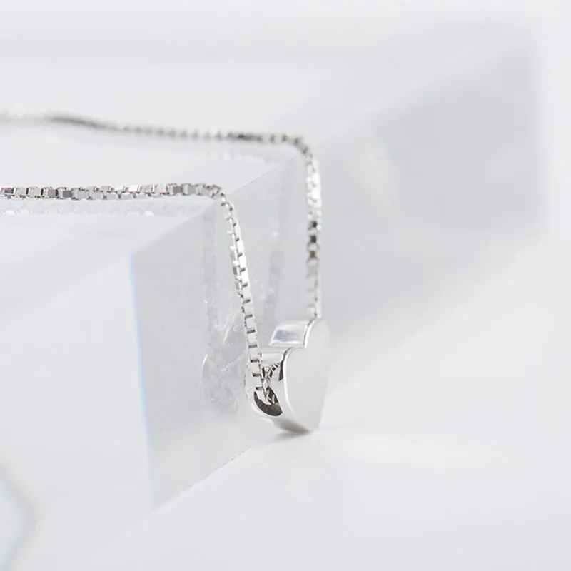 Fashion Minimalist Smooth Heart Shaped Pendant Necklace Silver Color Cute Charm Necklaces For Women S-N591
