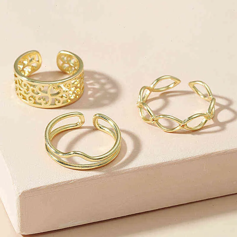 Bague Vintage en métal coeur géométrique anneau commun creux pour les femmes Punk chaîne épaisse large anneau bohème fête bijoux accessoires G1125
